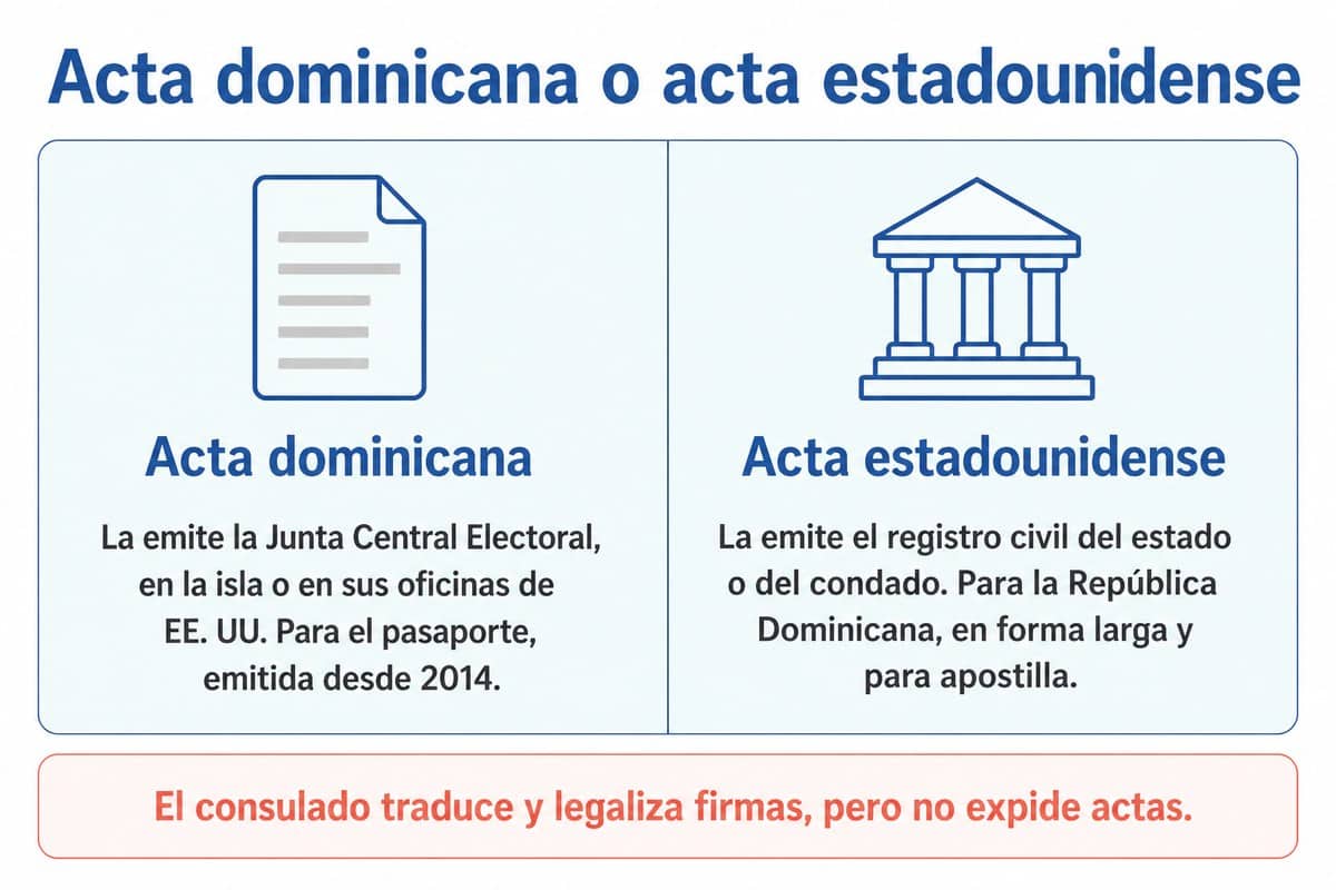 Acta dominicana o acta estadounidense: Acta dominicana; Acta estadounidense