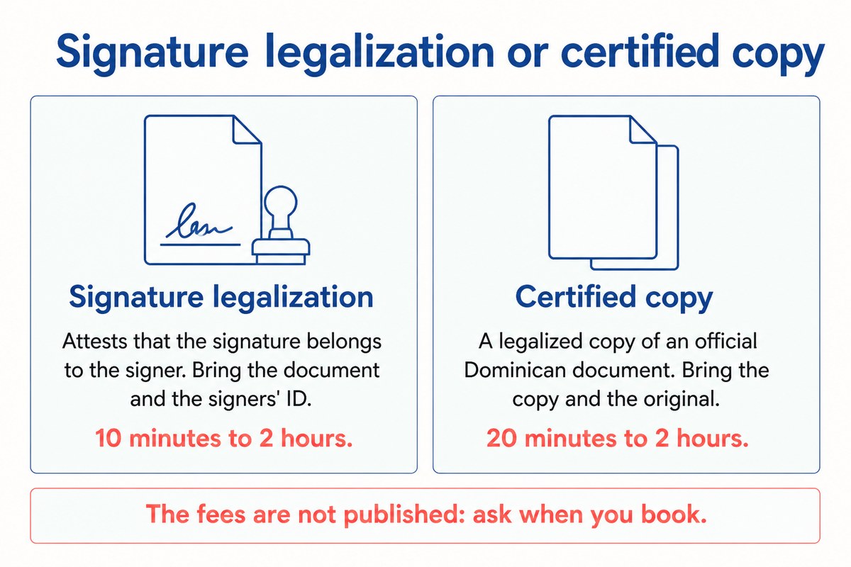 Signature legalization or certified copy: Signature legalization; Certified copy